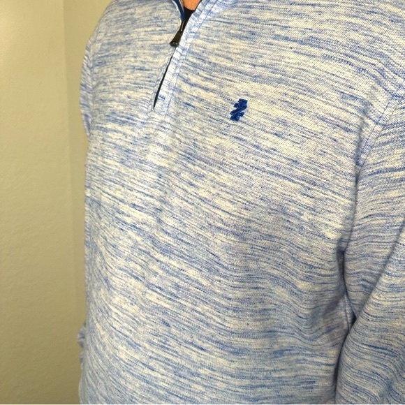 Men’s Izod Blue / White Long Sleeve Quarter Zip Jacket - Picture 2 of 5